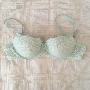 Blue lace push-up bra
